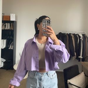 Purple Long sleeve Crop Top